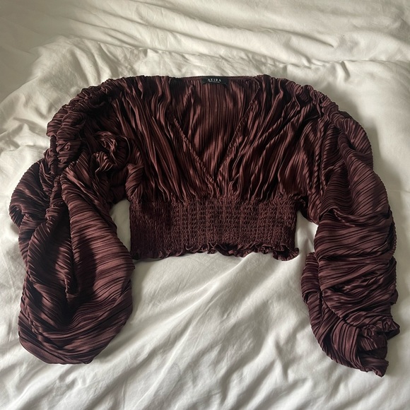 AKIRA Kahanu Flowy Satin Blouse - Picture 4 of 5